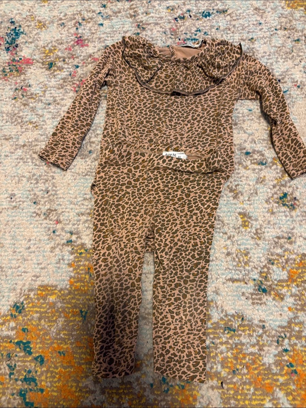Marmar Copenhagen Leopard Print Ruffle Neck  Set - Tan